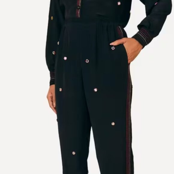 Farm Rio Black Rainbow Beaded Mirror Trim Trousers pants M sold out online - Picture 3 of 7